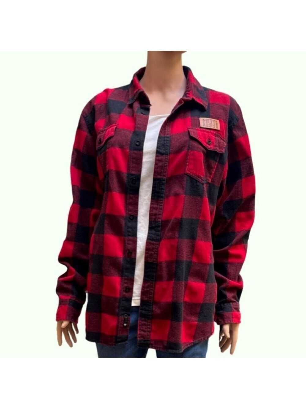 Techstyles Red and Black Flannel Shirt Cotton XL